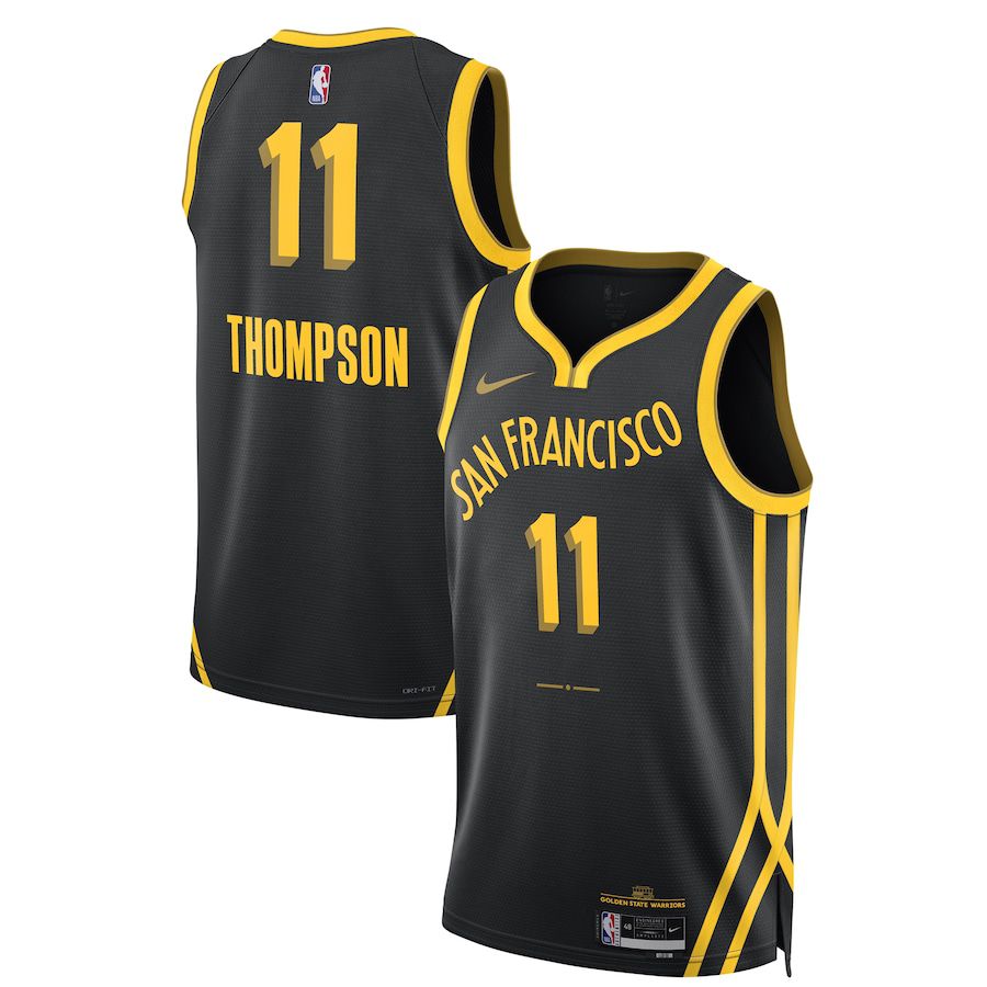 Men Golden State Warriors 11 Klay Thompson Nike Black City Edition 2023-24 Swingman NBA Jersey